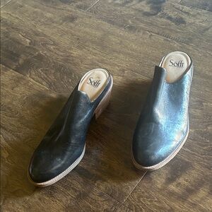 Sofft Black Leather Clogs